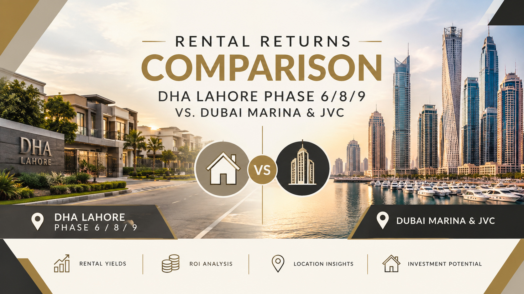 DHA Lahore Phase 6/8/9 versus Dubai Marina and JVC rental returns comparison